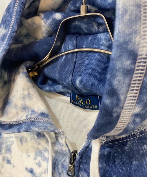 POLO RALPH LAUREN（ポロ・ラルフローレン）POLO RALPH LAUREN (ポロ・ラルフローレン) タイダイ染めポニー刺繍パーカー ホワイト×ブルー サイズ:Mの古着・服飾アイテム