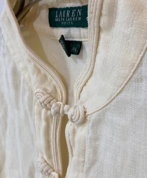 LAUREN RALPH LAUREN（ローレンラルフローレン）LAUREN RALPH LAUREN (ローレンラルフローレン) チャイナボタン バンドカラーシャツ アイボリー サイズ:Lの古着・服飾アイテム