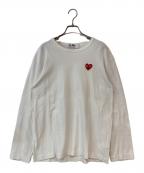 PLAY COMME des GARCONSプレイコムデギャルソン）の古着「ハートワッペンロングスリーブカットソー」｜ホワイト