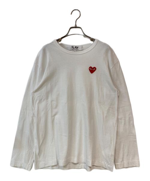PLAY COMME des GARCONS（プレイコムデギャルソン）PLAY COMME des GARCONS (プレイコムデギャルソン) ハートワッペンロングスリーブカットソー ホワイト サイズ:XLの古着・服飾アイテム