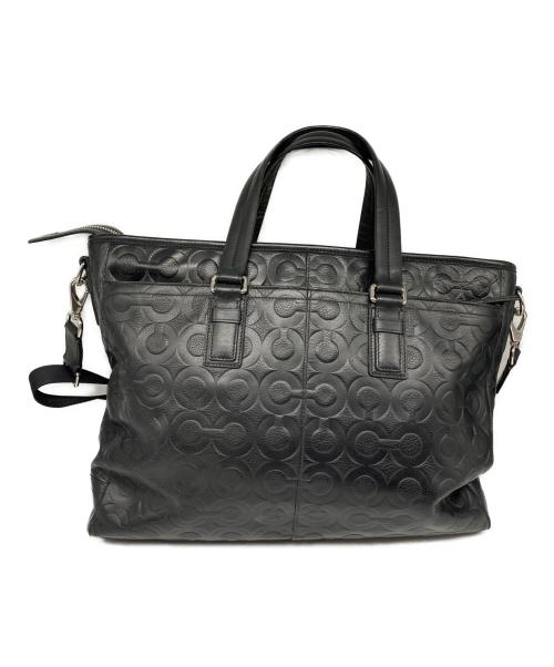 COACH（コーチ）COACH (コーチ) オプアート エンボス加工 2WAYビジネスショルダーバッグ ブラックの古着・服飾アイテム