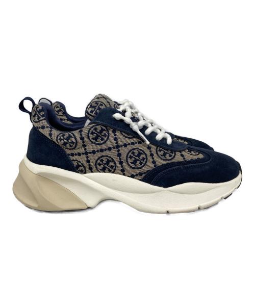 TORY BURCH（トリーバーチ）TORY BURCH (トリーバーチ) グッドラックトレーナーモノグラム ローカットスニーカー ネイビー サイズ:7 1/2Mの古着・服飾アイテム