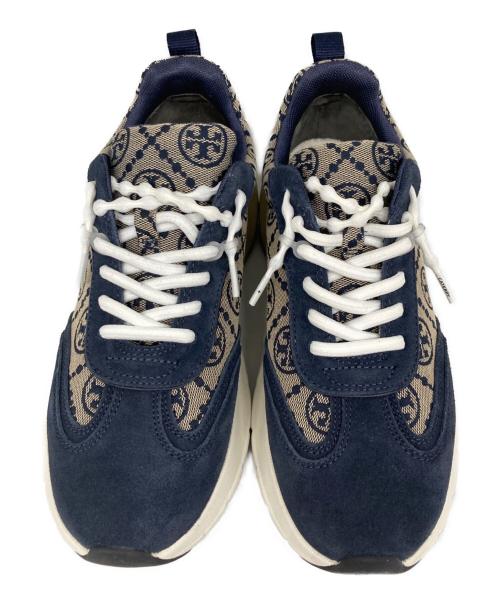 TORY BURCH（トリーバーチ）TORY BURCH (トリーバーチ) グッドラックトレーナーモノグラム ローカットスニーカー ネイビー サイズ:7 1/2Mの古着・服飾アイテム