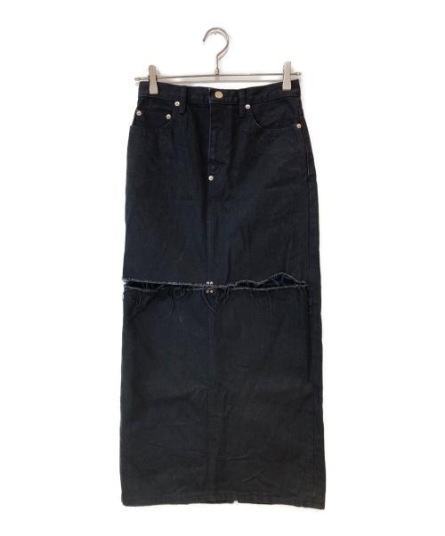 JOHN LAWRENCE SULLIVAN（ジョン ローレンス サリバン）JOHN LAWRENCE SULLIVAN (ジョン ローレンス サリバン) STUDIOUS (ステュディオス) 別注 WASHED DENIM CUT-OFF SKIRT グレー サイズ:XSの古着・服飾アイテム