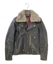 MUSHMANS（マッシュマンズ）の古着「着脱式ムートンボア付 Double Riders Jacket」｜ブラック
