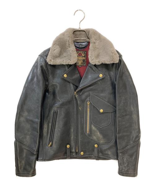 MUSHMANS（マッシュマンズ）MUSHMANS (マッシュマンズ) 着脱式ムートンボア付 Double Riders Jacket ブラック サイズ:36の古着・服飾アイテム