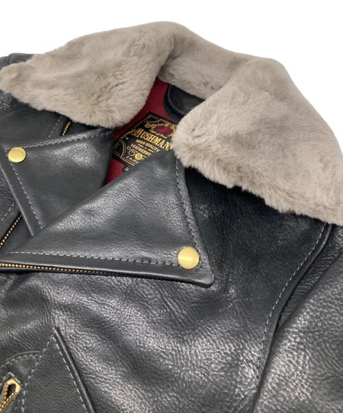 MUSHMANS（マッシュマンズ）MUSHMANS (マッシュマンズ) 着脱式ムートンボア付 Double Riders Jacket ブラック サイズ:36の古着・服飾アイテム