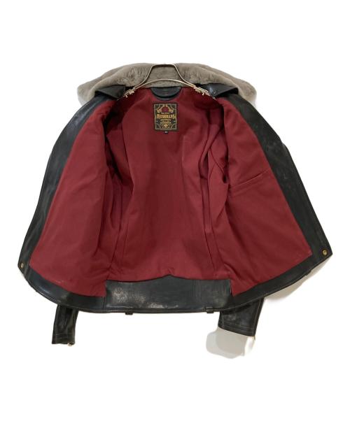 MUSHMANS（マッシュマンズ）MUSHMANS (マッシュマンズ) 着脱式ムートンボア付 Double Riders Jacket ブラック サイズ:36の古着・服飾アイテム