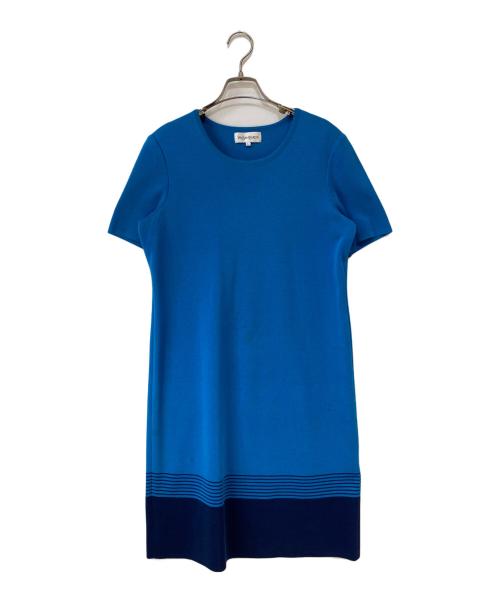 Yves Saint Laurent（イヴサンローラン）Yves Saint Laurent (イヴサンローラン) 半袖ニットワンピース ブルー サイズ:Lの古着・服飾アイテム