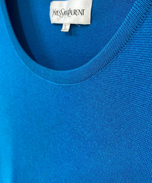 Yves Saint Laurent（イヴサンローラン）Yves Saint Laurent (イヴサンローラン) 半袖ニットワンピース ブルー サイズ:Lの古着・服飾アイテム