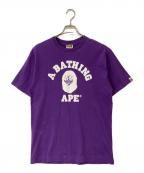 A BATHING APEアベイシングエイプ）の古着「College Logo Big Head Tee」｜パープル