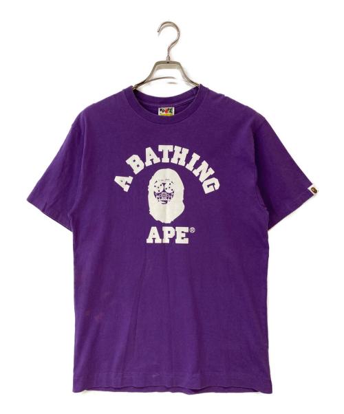 A BATHING APE（アベイシングエイプ）A BATHING APE (アベイシングエイプ) College Logo Big Head Tee パープル サイズ:Lの古着・服飾アイテム