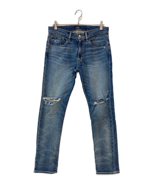POLO RALPH LAUREN（ポロ・ラルフローレン）POLO RALPH LAUREN (ポロ・ラルフローレン) THE SULLIVAN SLIM ダメージデニムパンツ インディゴ サイズ:Ｗ30の古着・服飾アイテム