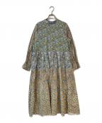 TSUHARU by samansa Mos2ツハル バイ サマンサモスモス）の古着「LIBERTY FABRICS パッチワーク切替ワンピース」｜ブルー