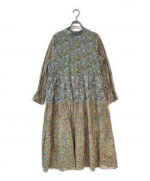 TSUHARU by samansa Mos2（ツハル バイ サマンサモスモス）の古着「LIBERTY FABRICS パッチワーク切替ワンピース」｜ブルー