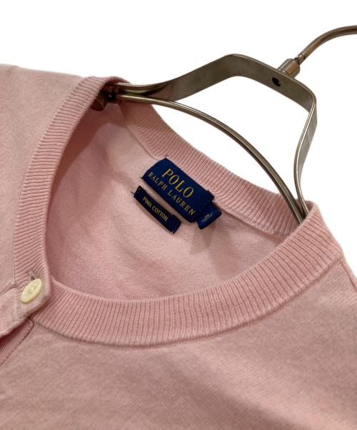 POLO RALPH LAUREN（ポロ・ラルフローレン）POLO RALPH LAUREN (ポロ・ラルフローレン) ピマコットンポニー刺繍カーディガン ピンク サイズ:Mの古着・服飾アイテム