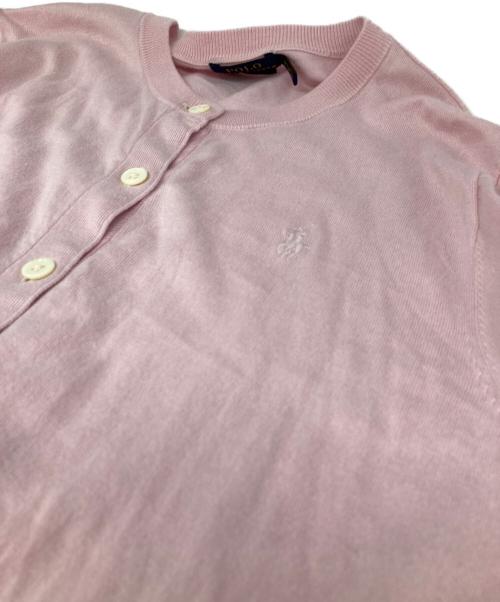 POLO RALPH LAUREN（ポロ・ラルフローレン）POLO RALPH LAUREN (ポロ・ラルフローレン) ピマコットンポニー刺繍カーディガン ピンク サイズ:Mの古着・服飾アイテム