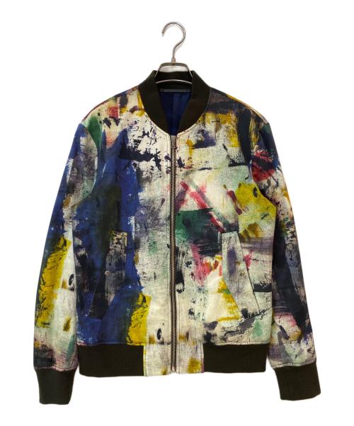 PS Paul Smith（ＰＳポールスミス）PS Paul Smith (ＰＳポールスミス) ペイント柄 BACKING CLOTH PRINT MA-1 ジャケット マルチカラー サイズ:Lの古着・服飾アイテム