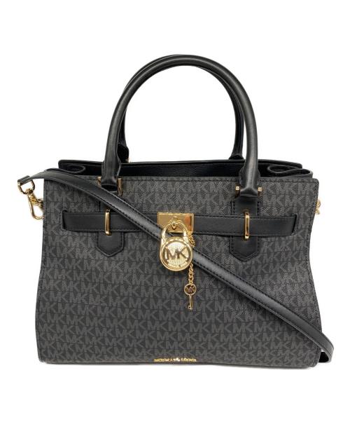 MICHAEL KORS（マイケルコース）MICHAEL KORS (マイケルコース) HAMILTON サッチェルバッグミディアム - MKシグネチャー ブラックの古着・服飾アイテム