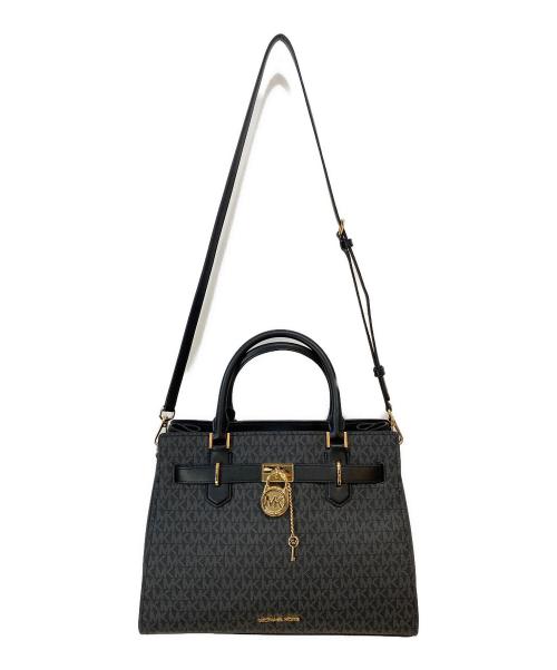 MICHAEL KORS（マイケルコース）MICHAEL KORS (マイケルコース) HAMILTON サッチェルバッグミディアム - MKシグネチャー ブラックの古着・服飾アイテム