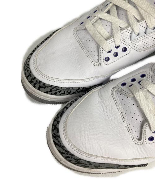 NIKE（ナイキ）NIKE (ナイキ) AIR JORDAN 3 RETRO ハイカットスニーカー WHITE/BLACK-DARK IRI サイズ: 27.5cmの古着・服飾アイテム