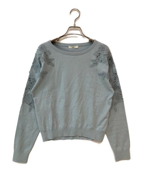 SHIPS（シップス）SHIPS (シップス) ショルダー レース コンビ ニット ブルー サイズ:Free 未使用品の古着・服飾アイテム