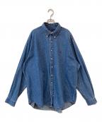 RALPH LAURENラルフローレン）の古着「ポロ刺繍デニムコットンシャツ」｜ブルー