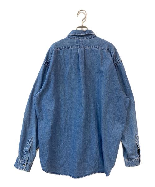 RALPH LAUREN（ラルフローレン）RALPH LAUREN (ラルフローレン) ポロ刺繍デニムコットンシャツ ブルー サイズ: XXLの古着・服飾アイテム