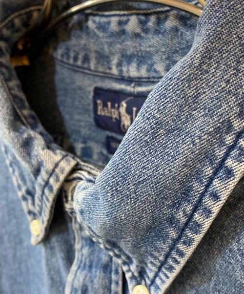RALPH LAUREN（ラルフローレン）RALPH LAUREN (ラルフローレン) ポロ刺繍デニムコットンシャツ ブルー サイズ: XXLの古着・服飾アイテム