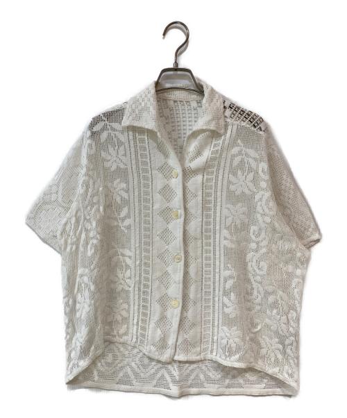 Spick and Span（スピック＆スパン）Spick and Span (スピック＆スパン) ジャガードレースハーフスリーブシャツ ホワイト サイズ:Freeの古着・服飾アイテム
