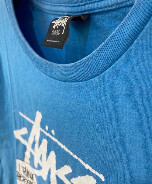 stussy（ステューシー）stussy (ステューシー) 考える人 プリントTシャツ ブルー サイズ:Ｓの古着・服飾アイテム