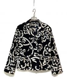 LEONARD FASHION（レオナールファッション）の古着「花柄ダブルジャケット」｜ホワイト×ブラック