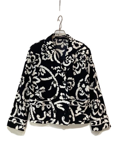 LEONARD FASHION（レオナールファッション）LEONARD FASHION (レオナールファッション) 花柄ダブルジャケット ホワイト×ブラック サイズ:11の古着・服飾アイテム