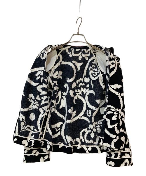 LEONARD FASHION（レオナールファッション）LEONARD FASHION (レオナールファッション) 花柄ダブルジャケット ホワイト×ブラック サイズ:11の古着・服飾アイテム