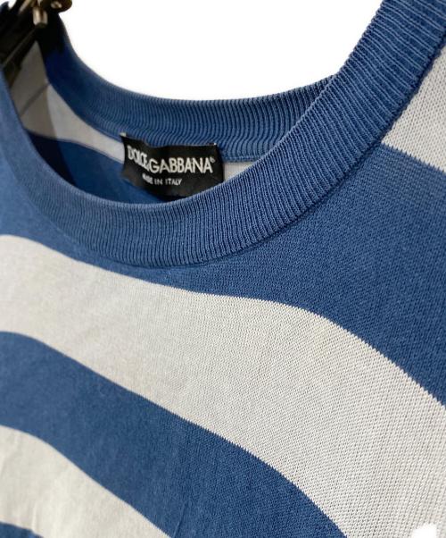 DOLCE & GABBANA（ドルチェ＆ガッバーナ）DOLCE & GABBANA (ドルチェ＆ガッバーナ) コットンボーダーニット ブルー×グレー サイズ:52の古着・服飾アイテム