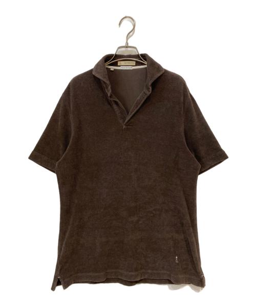 GUY ROVER（ギローバー）GUY ROVER (ギローバー) パイルポロシャツ ブラウン サイズ:Lの古着・服飾アイテム