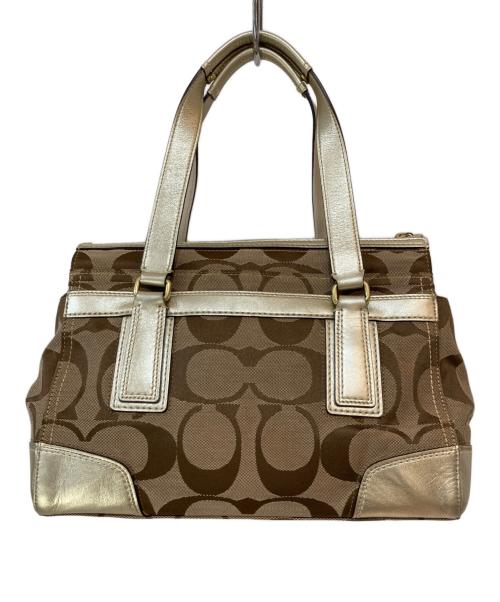 COACH（コーチ）COACH (コーチ) シグネチャーキャンバス ターンロック ハンドバッグ ベージュの古着・服飾アイテム