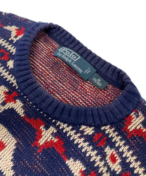 POLO RALPH LAUREN（ポロ・ラルフローレン）POLO RALPH LAUREN (ポロ・ラルフローレン) イーグル柄ニット ネイビー サイズ:Mの古着・服飾アイテム