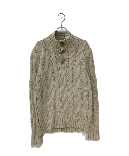 POLO RALPH LAUREN（ポロ・ラルフローレン）POLO RALPH LAUREN (ポロ・ラルフローレン) ショールカラー シルク ケーブルニット ベージュ サイズ:Mの古着・服飾アイテム