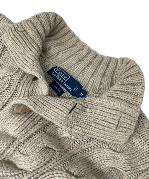 POLO RALPH LAUREN（ポロ・ラルフローレン）POLO RALPH LAUREN (ポロ・ラルフローレン) ショールカラー シルク ケーブルニット ベージュ サイズ:Mの古着・服飾アイテム