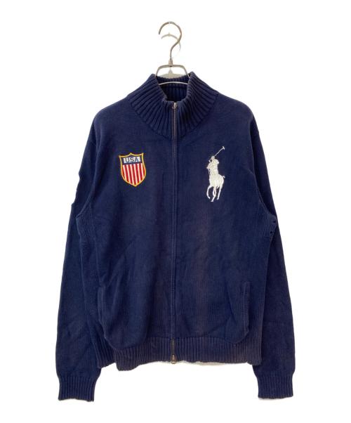 POLO RALPH LAUREN（ポロ・ラルフローレン）POLO RALPH LAUREN (ポロ・ラルフローレン) EXCLUSIVE OF DECORATION ドライバーズニット ネイビー サイズ:Lの古着・服飾アイテム