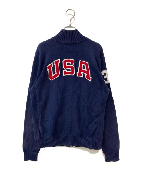 POLO RALPH LAUREN（ポロ・ラルフローレン）POLO RALPH LAUREN (ポロ・ラルフローレン) EXCLUSIVE OF DECORATION ドライバーズニット ネイビー サイズ:Lの古着・服飾アイテム