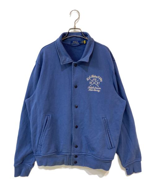 POLO RALPH LAUREN（ポロ・ラルフローレン）POLO RALPH LAUREN (ポロ・ラルフローレン) エンブロイダリー ループバック フリース ジャケット ブルー サイズ:Lの古着・服飾アイテム