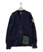 RRLダブルアールエル）の古着「EXCLUSIVE OF DECORATION ワッペン エルボーパッチ カーディガン」｜ネイビー