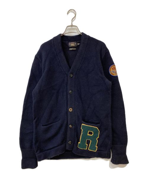 RRL（ダブルアールエル）RRL (ダブルアールエル) EXCLUSIVE OF DECORATION ワッペン エルボーパッチ カーディガン ネイビー サイズ:Mの古着・服飾アイテム