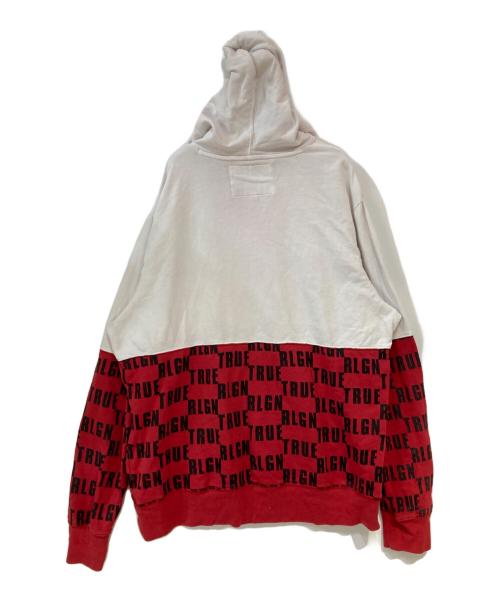 TRUE RELIGION（トゥルー レリジョン）TRUE RELIGION (トゥルー レリジョン) バイカラープルオーバーパーカー ホワイト×レッド サイズ:3XLの古着・服飾アイテム