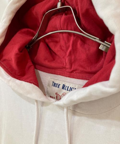 TRUE RELIGION（トゥルー レリジョン）TRUE RELIGION (トゥルー レリジョン) バイカラープルオーバーパーカー ホワイト×レッド サイズ:3XLの古着・服飾アイテム