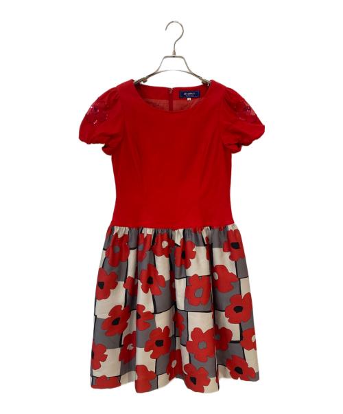 M'S GRACY（エムズグレイシー）M'S GRACY (エムズグレイシー) 花柄半袖ワンピース レッド サイズ: 38の古着・服飾アイテム