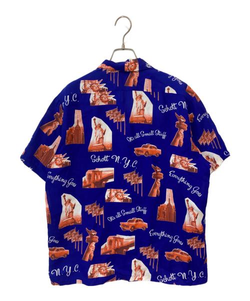 SCHOTT BROS.（ショットブロス）SCHOTT BROS. (ショットブロス) N.Y.PHOTO HAWAIIAN SHIRT ブルー サイズ:Mの古着・服飾アイテム