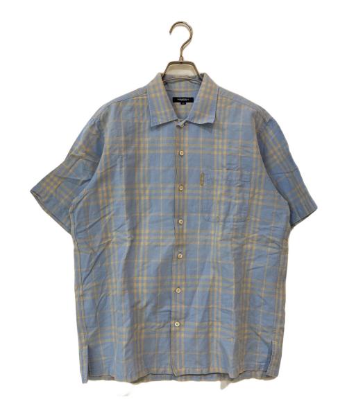 BURBERRY LONDON（バーバリーロンドン）BURBERRY LONDON (バーバリーロンドン) ノバチェックリネン混シャツ ブルー サイズ:Mの古着・服飾アイテム